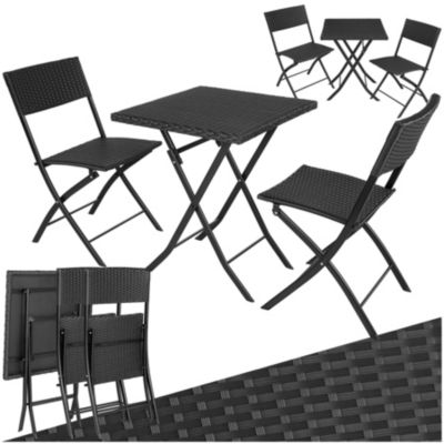 Salon de jardin TECTAKE Ensemble dextérieur balcon TREVI 2 personnes pliable et résistant aux UVs en résine tressée - vue 10