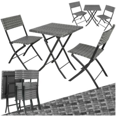 Salon de jardin TECTAKE Ensemble dextérieur balcon TREVI 2 personnes pliable et résistant aux UVs en résine tressée - vue 2