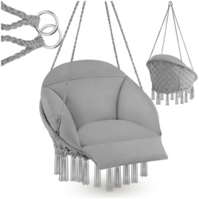 Fauteuil suspendu avec un coussin d'assise épais gris