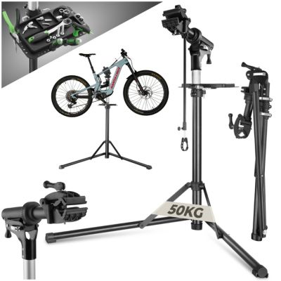 Support de réparation pour vélo en acier, 108 x 81 x 106-169 cm, pliable, gris/noir TECTAKE