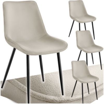 Lot de chaises rembourrées aspect velours crème - vue 2