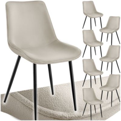 Lot de chaises rembourrées aspect velours crème - vue 2