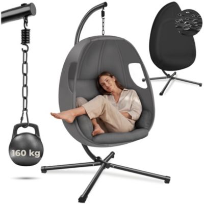 Fauteuil suspendu TECTAKE Fauteuil ANIKA intérieurextérieur 160kg coussin épais 100x97x201 cm en acier - vue 10