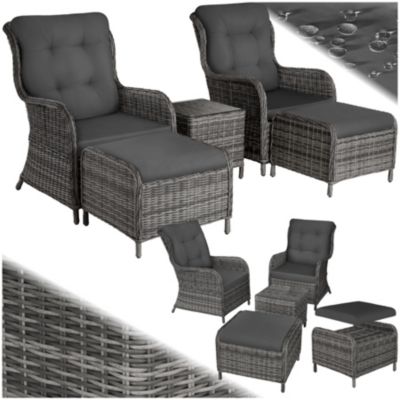 Salon de jardin TECTAKE Ensemble de fauteuils bain de soleil BENISSA amovibles pour 2 à 4 personnes avec table tâcheté - vue 9