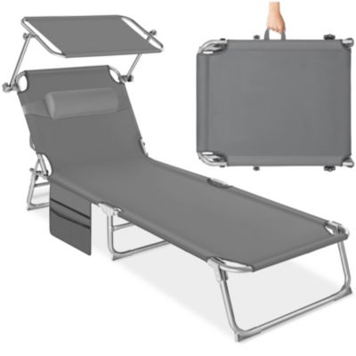 Bain de soleil 4 positions pliable en polyester et acier - vue 9