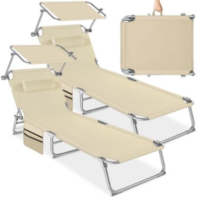 Lot de 2 chaises longues pliable  beige