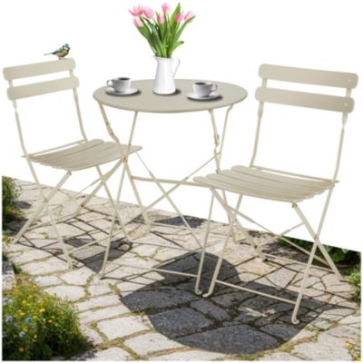 Ensemble table et chaises bistrot pour 2 personnes crème