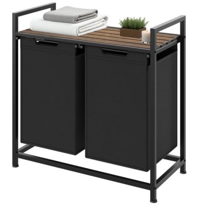 Panier à linge style industriel avec 2 ou 3 compartiments extensibles - vue 1