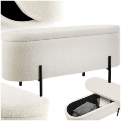 Banc LANJA rembourré en tissu bouclé et avec espace de rangement en tissu bouclé - vue 8