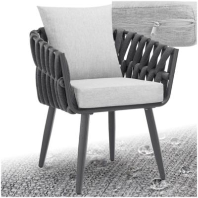 Chaise aluminium tressage corde coussin épais
