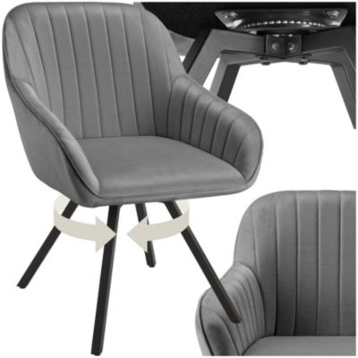 Chaise pivotante avec accoudoirs rembourrée aspect velours gris