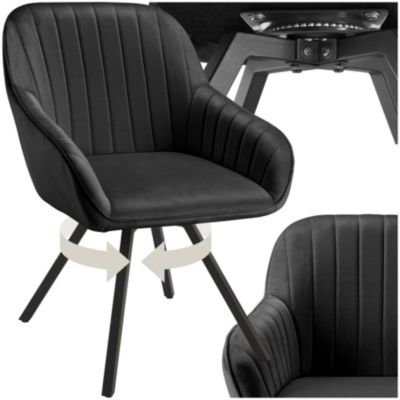 Chaise pivotante avec accoudoirs rembourrée aspect velours