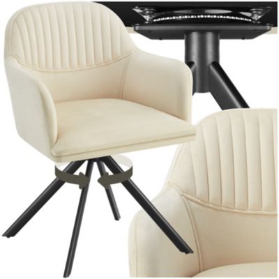 Chaise pivotante en velours rembourrée crème - vue 2