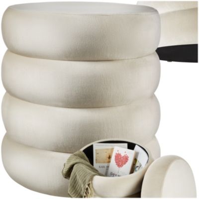 Tabouret avec espace de rangement rond 42 x 42 x 47 cm