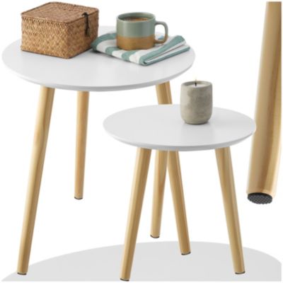Lot de 2 tables d'appoint style scandinave en panneau MDF robuste