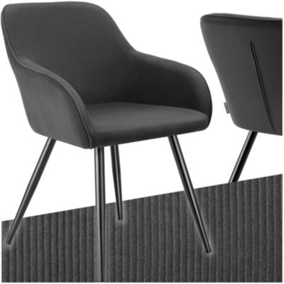 Chaise de salle à manger rembourrée en velours côtelé - vue 2