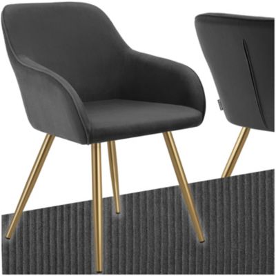 Chaise de salle à manger rembourrée en velours côtelé jaune or