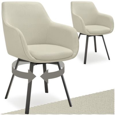 Chaise pivotante à accoudoirs rembourré grège