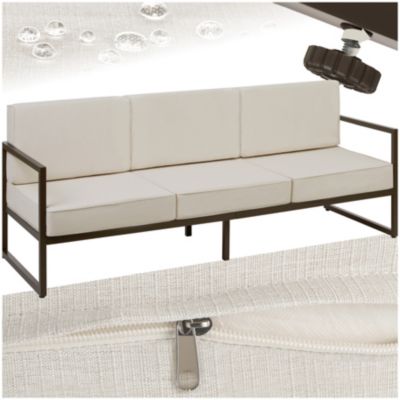 TecTake® Salon de Jardin Exterieur Canapé 3 Places Banquette de Jardin Coussins épais Inclus Cadre en Acier laqué époxy Mobilier Canape Exterieur Amenagement Balcon Terrasse Veranda Maison - vue 2