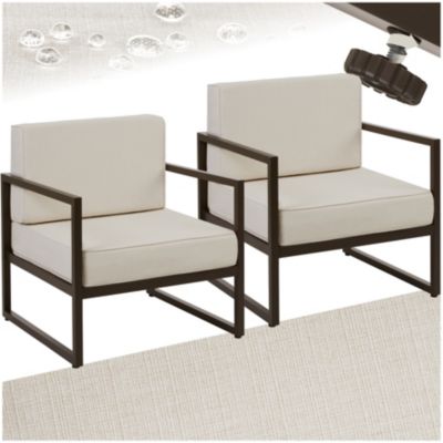 Fauteuils de jardin TECTAKE Lot de 2 chaises COMOSA pour jardin house amovible et déperlante structure acier revêtu - vue 2