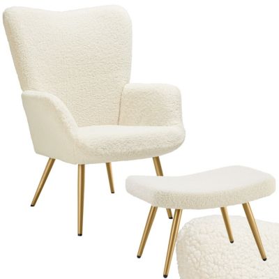 Fauteuil rembourré Bouclé crèmeor - vue 2