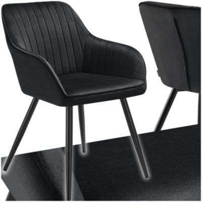 Chaise de salle à manger en velours matelassée et capitonnée - vue 9