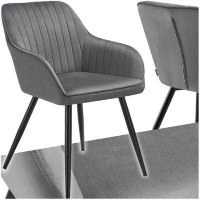 Chaise de salle à manger en velours matelassée et capitonnée - vue 2