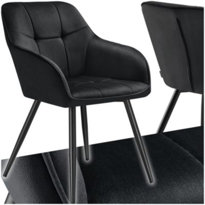Chaise de salle à manger rembourrée et en velours matelassé