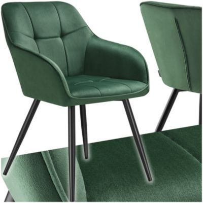 Chaise de salle à manger rembourrée et en velours matelassé - vue 2