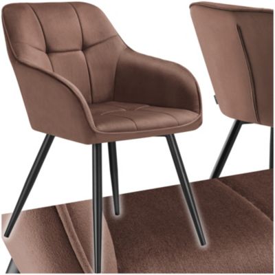 Chaise de salle à manger rembourrée et en velours matelassé - vue 2