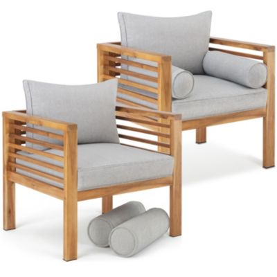 Fauteuils lounges TECTAKE Lot de 2 fauteuils de jardin BOKA en bois lasuré résistant aux UV et intempéries - vue 10