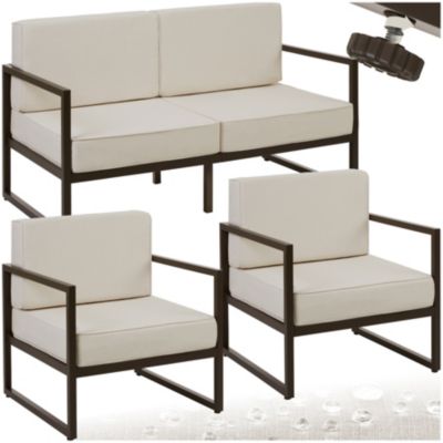 Salon de jardin TECTAKE Ensemble dextérieur COMOSA 4 places en polyester déperlant structure en acier revêtu - vue 2