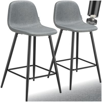 Chaise de bar en tissu résistant et rembourré avec dossier et repose pieds Lot de 2 - vue 8