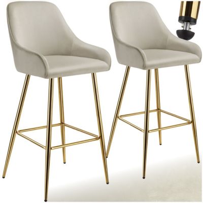 Tabouret de bar en aspect velours rembourré avec dossier et repose pieds Lot de 2 - vue 8
