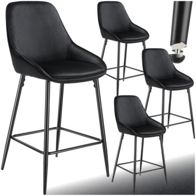 Chaise de bar rembourrée avec une housse douce dossier et repose pieds Lot de 4 - vue 8