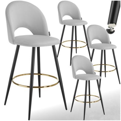 Chaise de bar en velours rembourré avec dossier et repose pieds Lot de 4 - vue 8