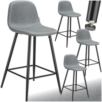 Chaise de bar en tissu résistant et rembourré avec dossier et repose pieds Lot de 4 - vue 8
