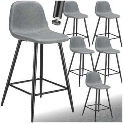 Chaise de bar en tissu résistant et rembourré avec dossier et repose pieds Lot de 6 - vue 8