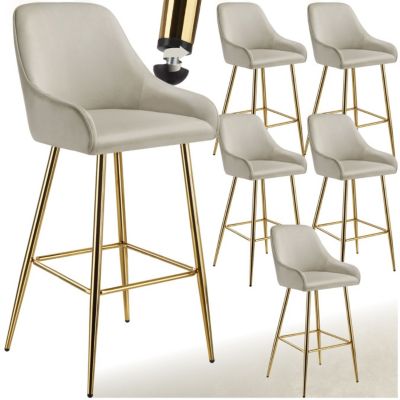 Tabouret de bar en aspect velours rembourré avec dossier et repose pieds Lot de 6 - vue 8