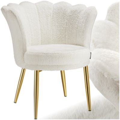 Fauteuil dossier en forme de fleur Fourrure synthétique crèmeor - vue 2