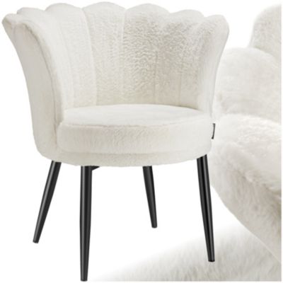 Fauteuil dossier en forme de fleur Fourrure synthétique crème - vue 2
