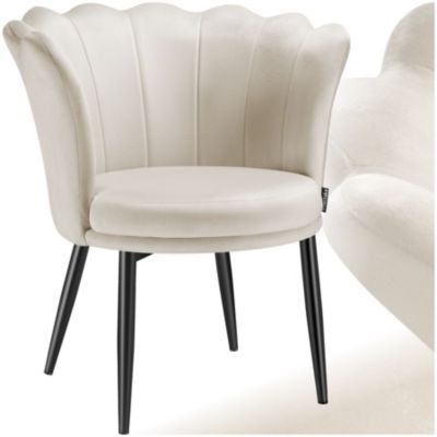 Fauteuil dossier en forme de fleur Velours crème - vue 2