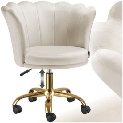Chaise pivotante Épais rembourrage et revêtement en velours réglable en hauteur en continu et pivotant à 360 degrés - vue 9