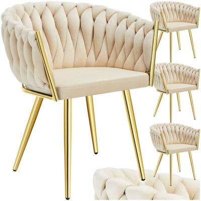 Lot de chaises de salle à manger rembourrée avec revêtement en velours et design noué couleur sableor - vue 2