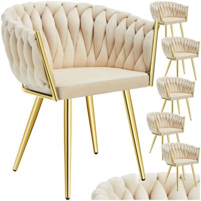 Lot de chaises de salle à manger rembourrée avec revêtement en velours et design noué couleur sableor - vue 2