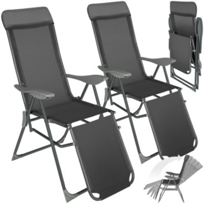 Chaises longues TECTAKE Lot de 2 transats de jardin JANA en aluminium pliable avec nuque rembourrée - vue 9