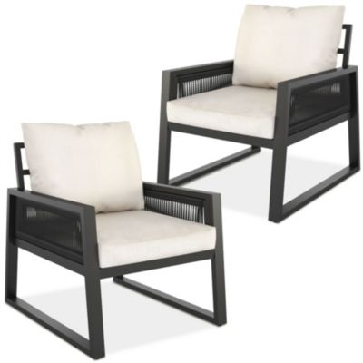 Salon de jardin TECTAKE Ensemble détente dextérieur CAPTIVE 2 fauteuils 1 table résistants intempéries anthacite - vue 9