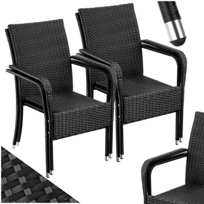 Chaise en résine tressée résistante et durable noir