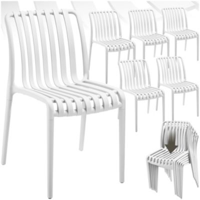 Chaises de jardin TECTAKE Lot de 6 chaises ALCUDIA empilables et résistantes aux intempéries et UV 47 x 58 x 805 cm Crème
