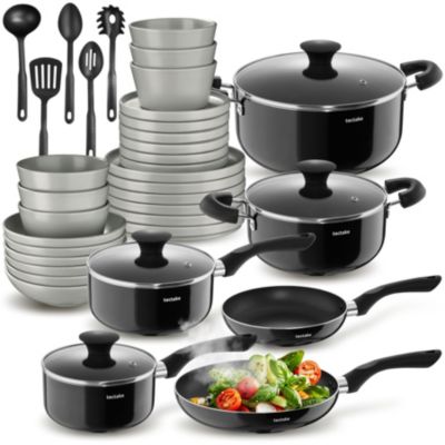 Set de cuisine 6 places service 24 pièces empilable faïence aluminium induction antiadhésif - vue 2